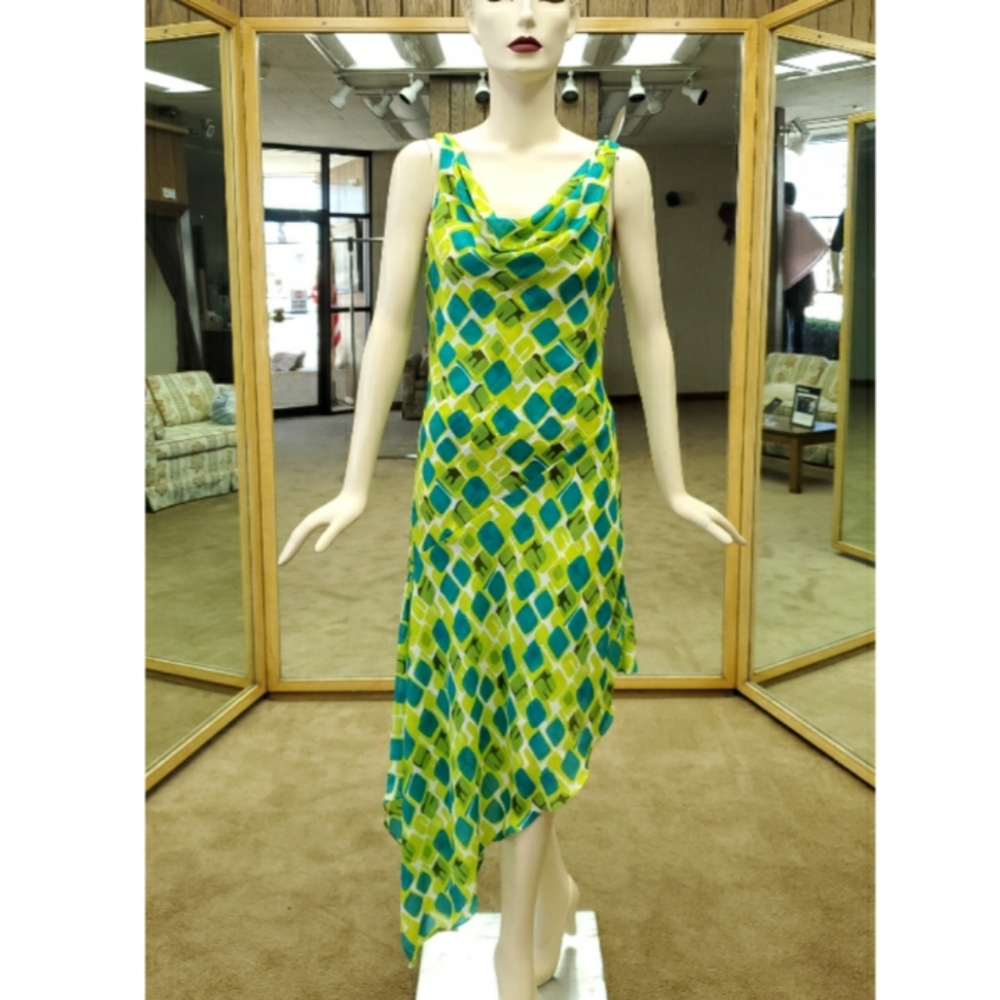 BCBGMaxAzria Asymmetrical Chiffon Dress